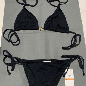 Michael Kors black and gold triangle bikini set